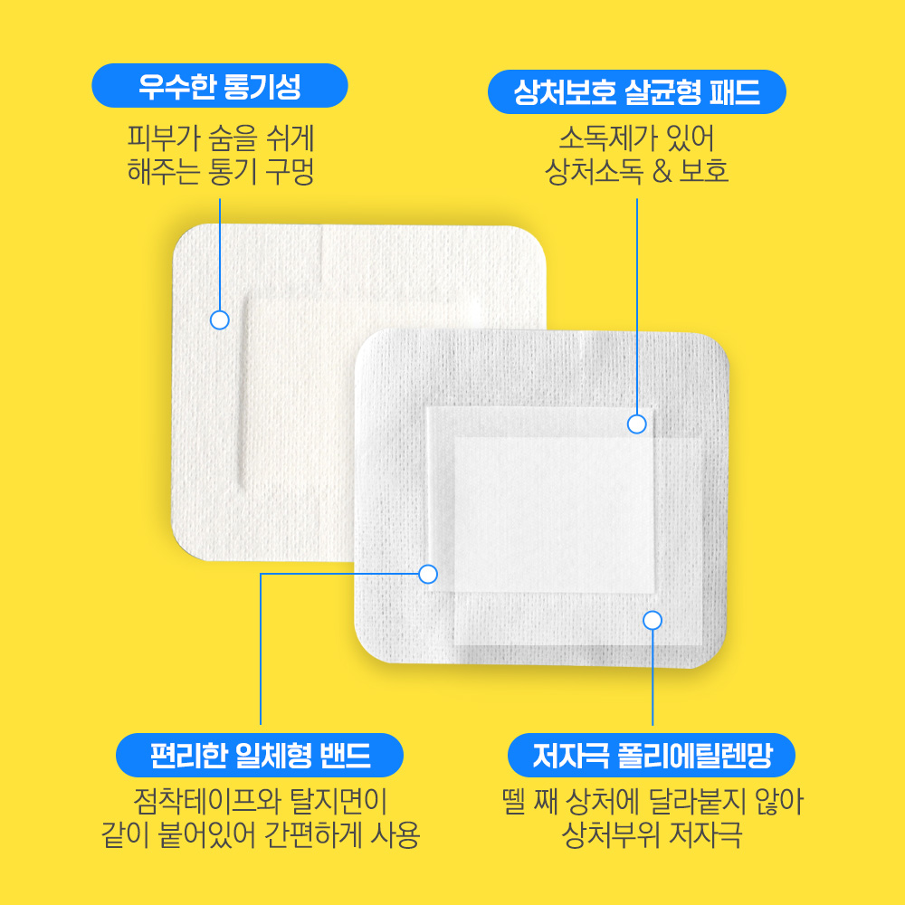 대일제약 상처엔 클린드레싱밴드 L 대형 4매입 화이트 멸균저자극밴드 : 반창고닷컴