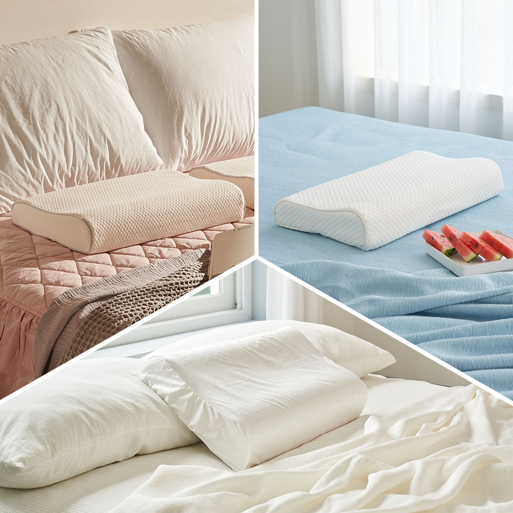 라텍스 메모리폼 베개커버 모음 굴곡 땅콩 오가닉 방수 인견