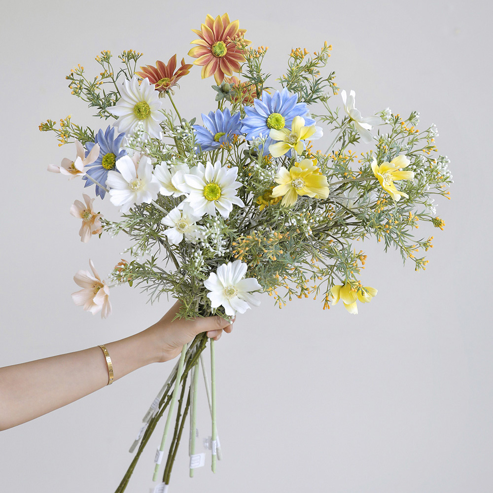 카모마일 수입 생화같은 국화 꽃 실크 조화 화이트 이미지 2