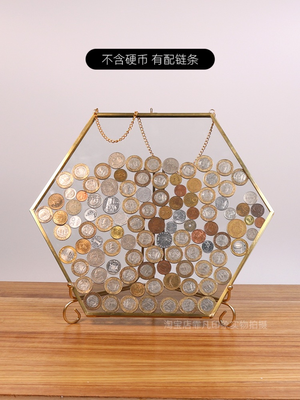 동전 유리액자 육각형 기념주화 벽걸이 코인 장식 - 상세 이미지 5