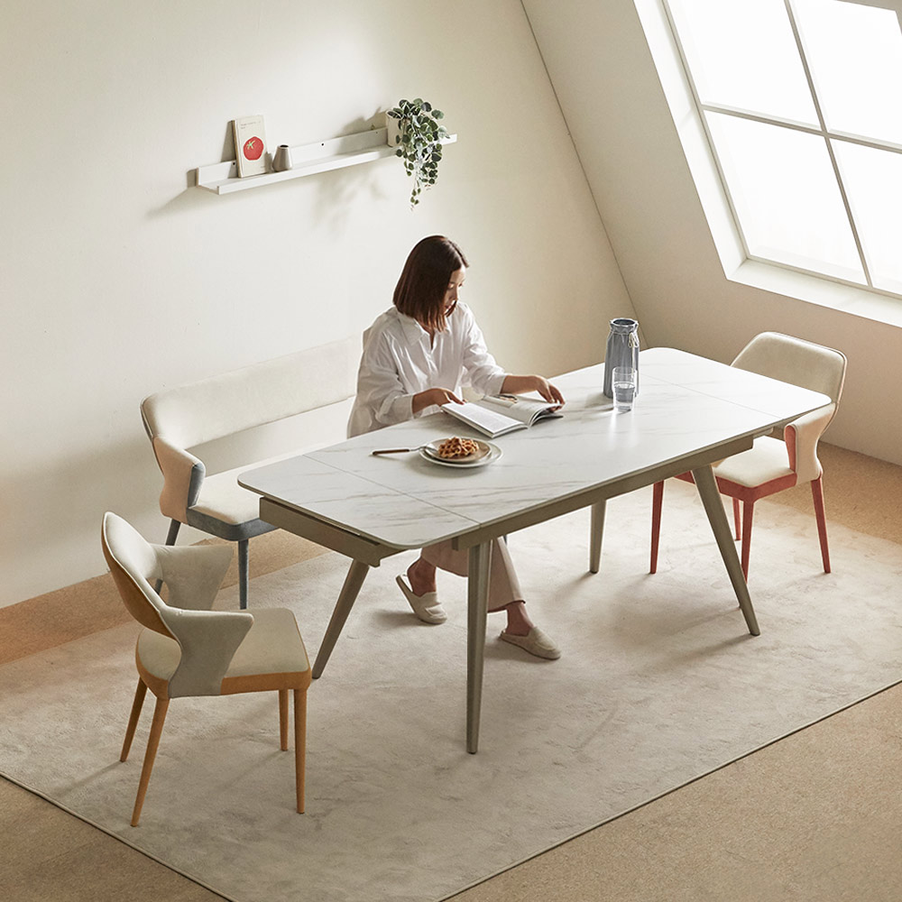 모던홈즈 디에즈 확장형 포세린 세라믹 4인용 6인용 8인용 식탁 테이블 세트