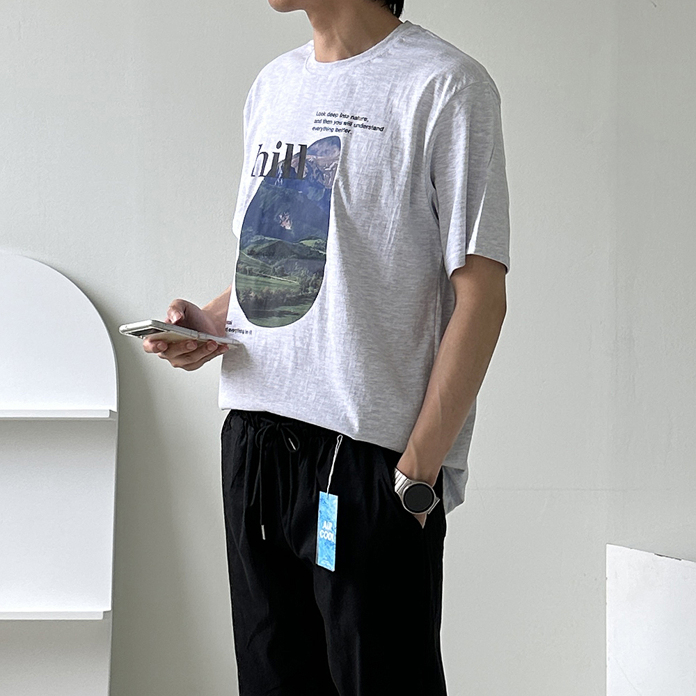 남자 오버핏 커플 나염 면 반팔티 이미지 2