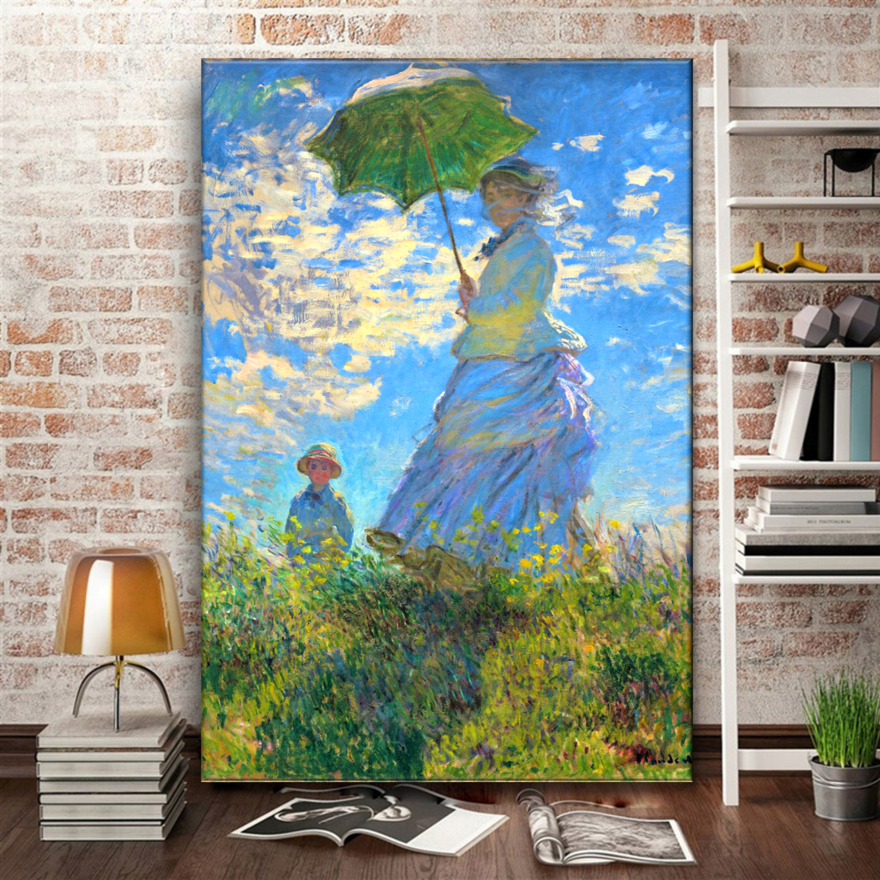 클로드 모네 액자 100x100cm 흰색 수련 연못 거실그림 명화 대형 현관 카페인테리어 - 상세 이미지 3