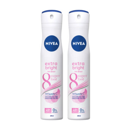 땀냄새제거 데오드란트 스프레이 니베아 엑스트라브라이트 200ml 2개