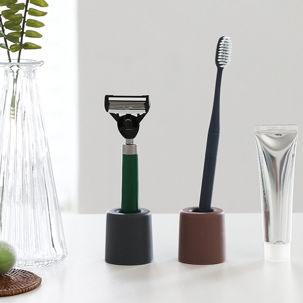 국산 항균 실리콘 스탠드업 칫솔꽂이 & 면도기거치대 칫솔통 1개 + 1개