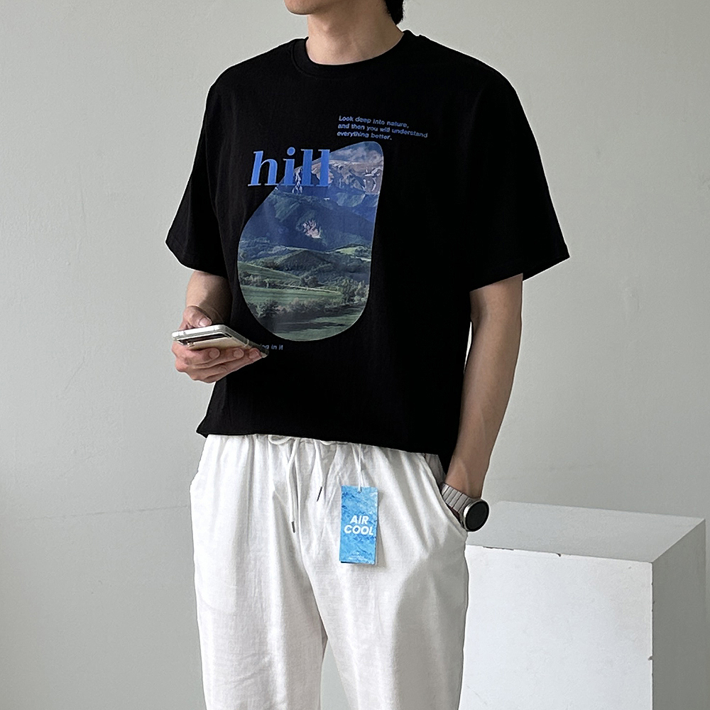 남자 오버핏 커플 나염 면 반팔티 이미지 3