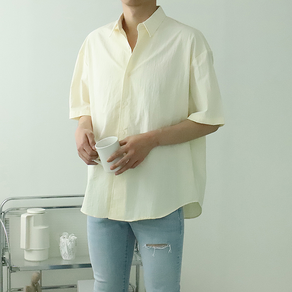 남자셔츠 남자반팔셔츠 오버핏 나일론 남성남방 이미지 4
