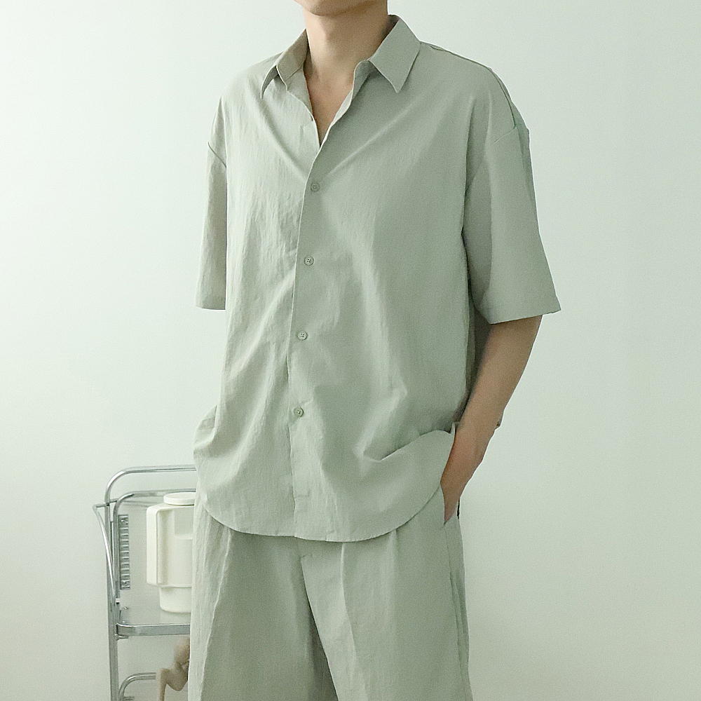 남자셔츠 남자반팔셔츠 오버핏 나일론 남성남방 이미지 2