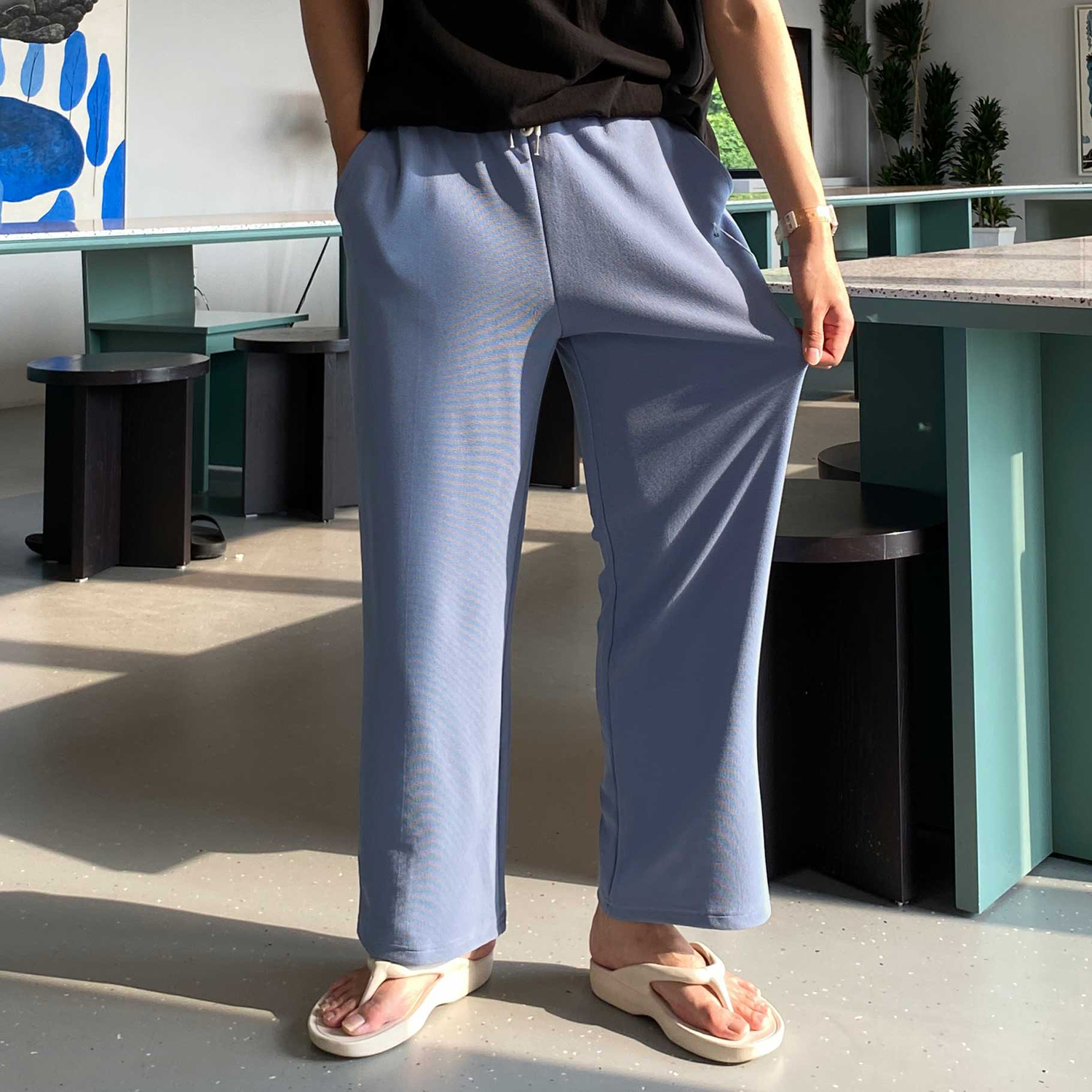 남자와이드팬츠 남자여름바지 구김없는바지 - 상품 이미지