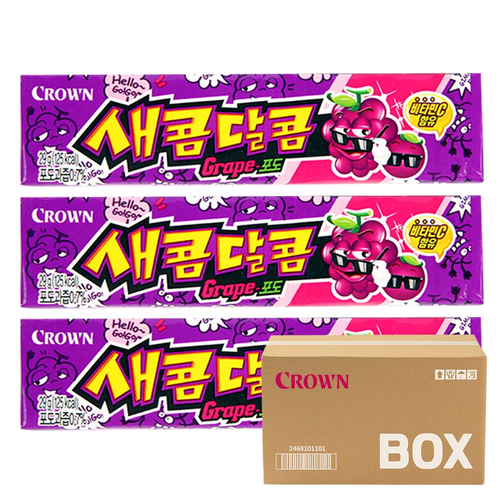 크라운 새콤달콤 대용량 29g 90입 딸기 복숭아 레모네이드 블로베리소다 포도 : 럭키굿즈