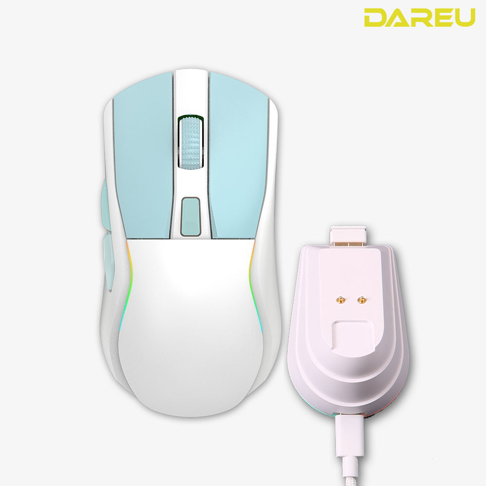 다얼유 A950 유무선 게이밍마우스 충전독 세트 블루