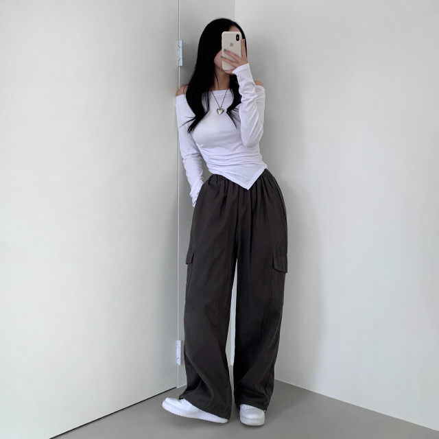 [숏,기본,롱 3기장!❤️] 웨더 코튼 와이드 간절기 바지 투웨이 스트링 카고 봄 롱 팬츠 상세 이미지 44