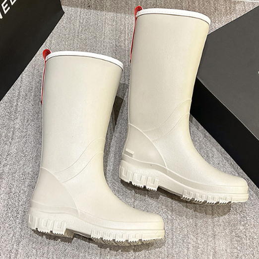 여성 장화 스트라이프 롱 레인부츠 (빅사이즈 성인 여름 예쁜 비 미끄럼방지 방수)