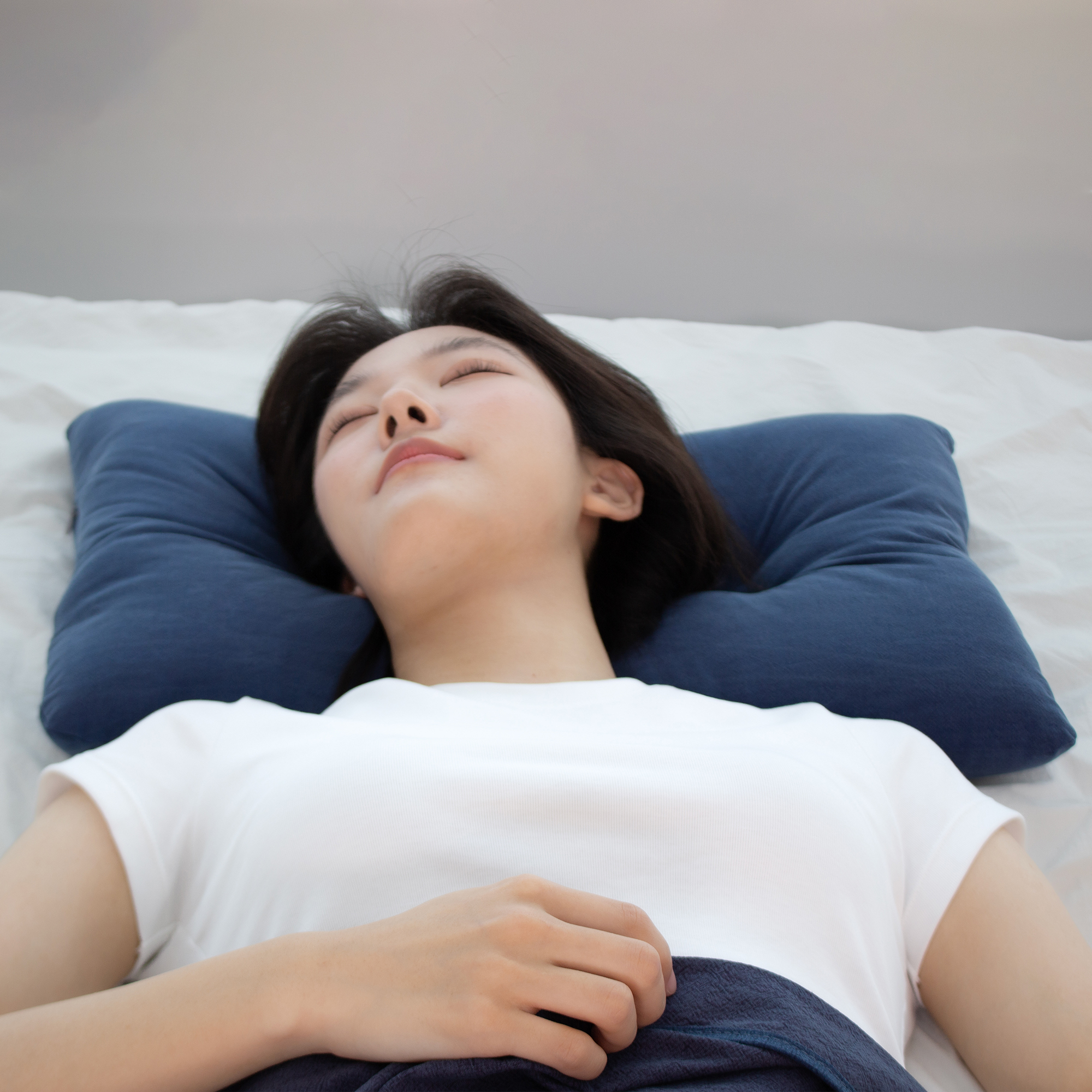 코튼샤워 도리도리 경추 베개 빨아쓰는 목주름 목디스크에 좋은 낮은베개 인디고블루, L 주니어 성인 이미지 8
