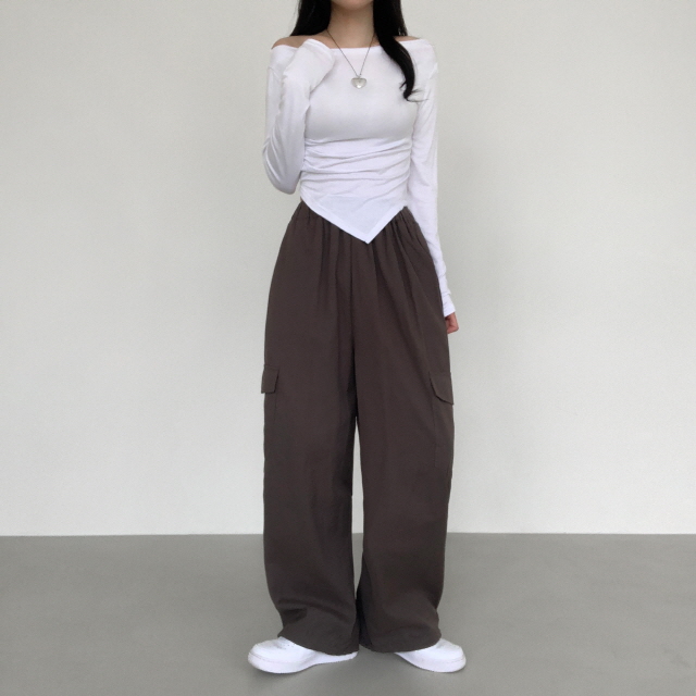 [숏,기본,롱 3기장!❤️] 웨더 코튼 와이드 간절기 바지 투웨이 스트링 카고 봄 롱 팬츠 상세 이미지 42