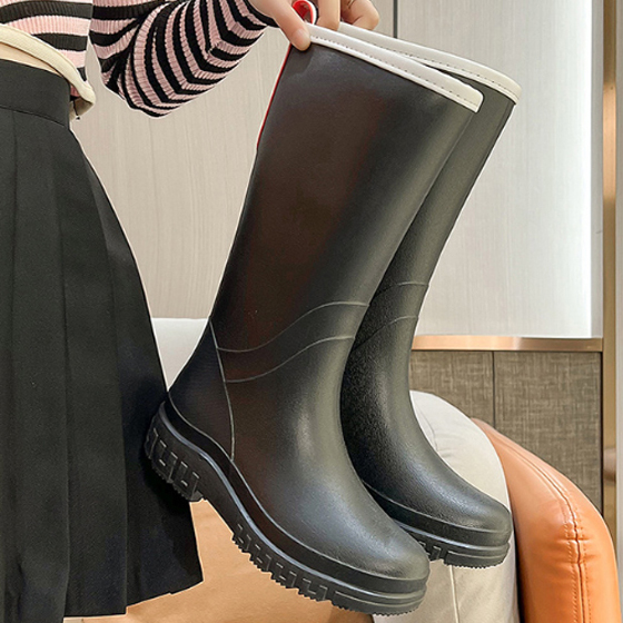 여성 장화 스트라이프 롱 레인부츠 (빅사이즈 성인 여름 예쁜 비 미끄럼방지 방수)