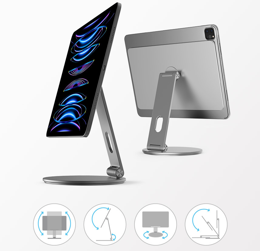 아이패드 프로 에어 태블릿 자석 마그네틱 각도 접이식 회전형 고정형 메탈 스탠드 거치대