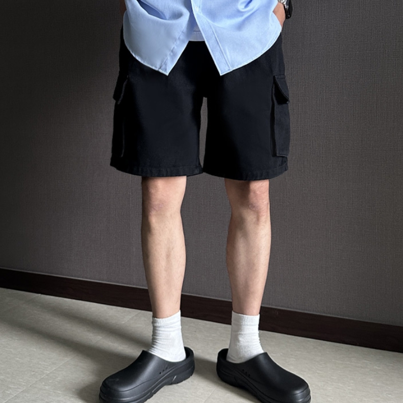 남자 파건 여름 버뮤다 와이드 카고 건빵 데님 반바지 쇼츠 이미지 6