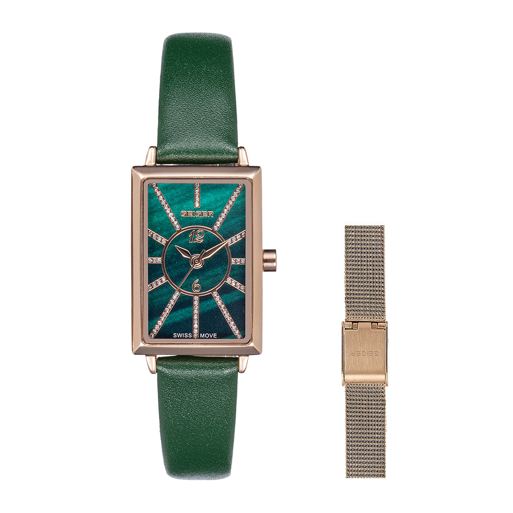 이유리 착용 가이거 큐빅라인 워치 매쉬밴드 세트 GE8036 가죽 손목