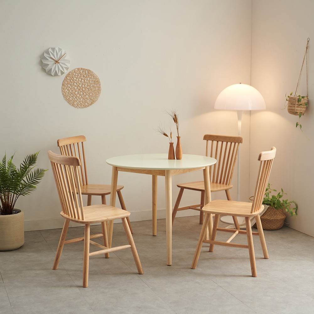 헤닝 원형 12T 포세린 세라믹 2인용 식탁세트 900(의자4)