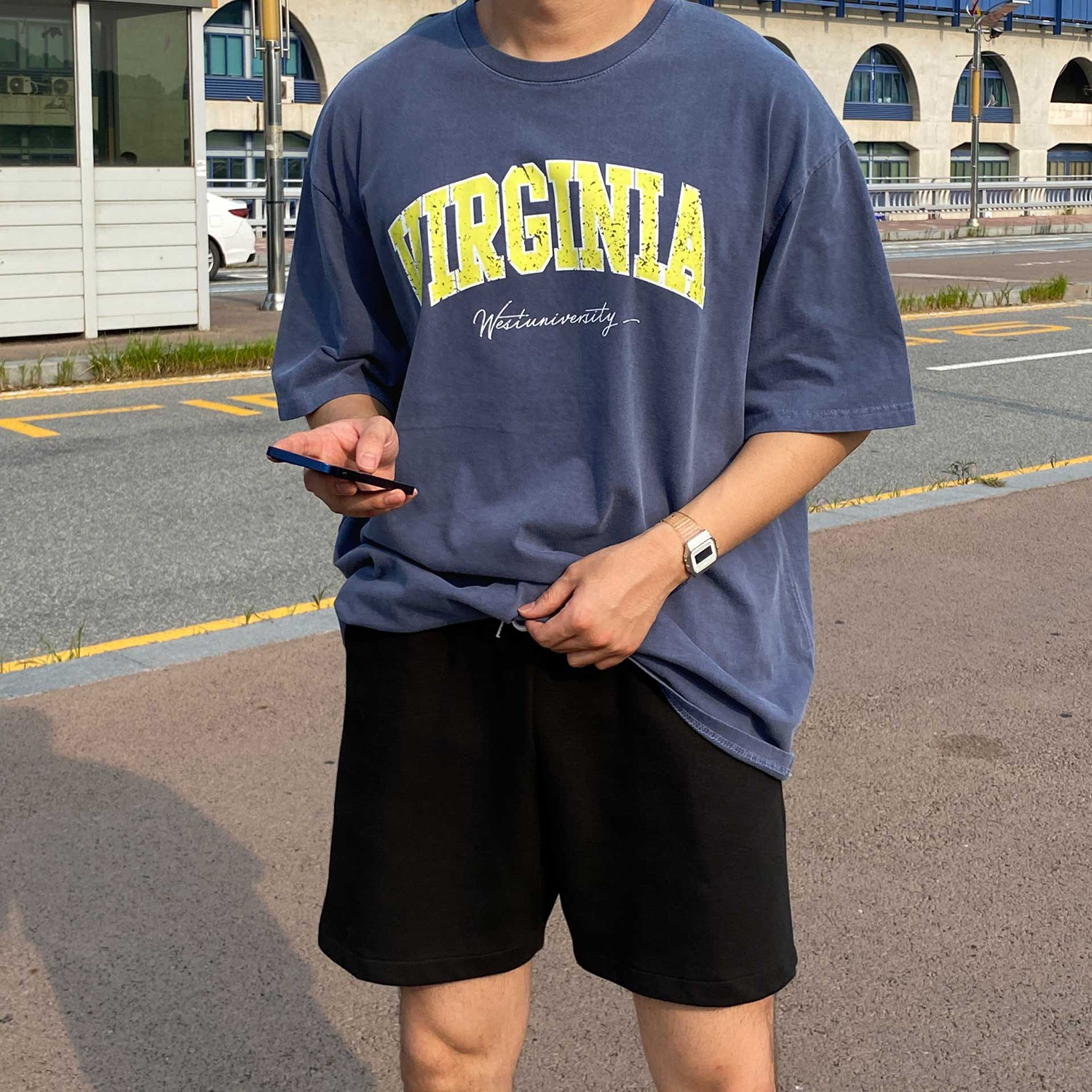 피그먼트반팔 두꺼운반팔티 어깨넓어보이는반팔 이미지 4