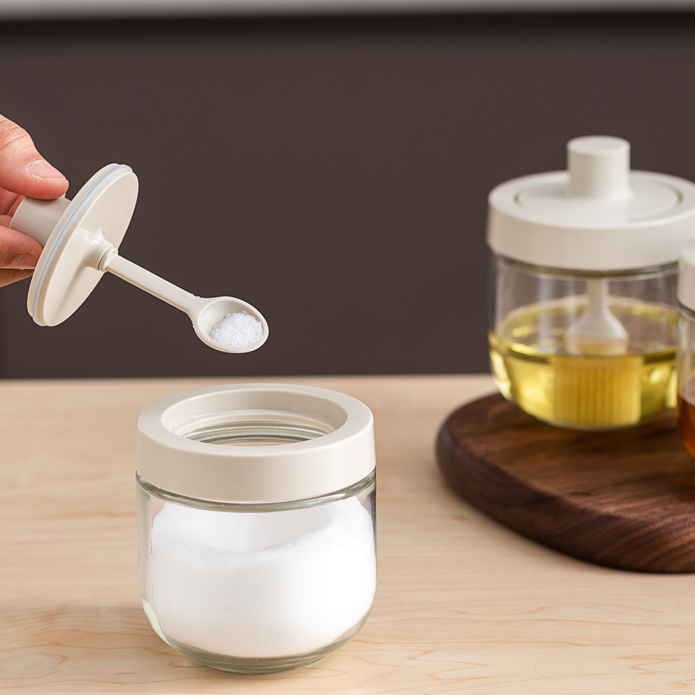 잇센스 주방 밀폐양념통 스푼양념통 원터치 양념병 조미료통 유리 300ml - 상세 이미지 3