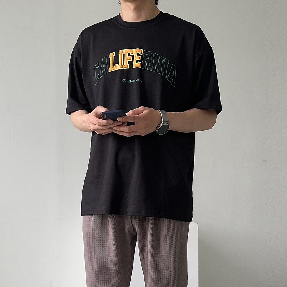 남자 오버핏 반팔티 면티 커플반팔 이미지 1