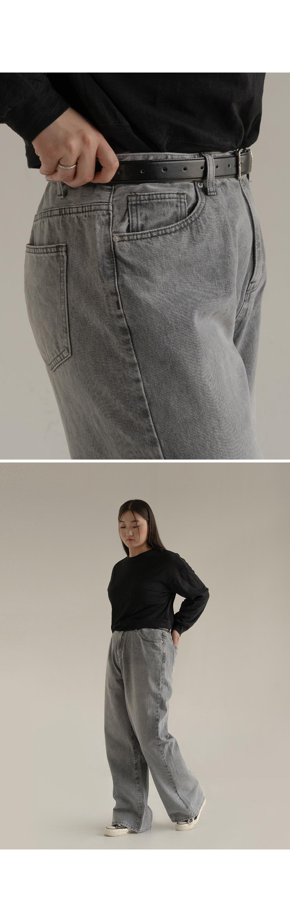 [2천장돌파][기획] 빅사이즈 S-2XL 미튼 3기장 빈티지 워싱 와이드 밴딩 청바지 상세 이미지 50