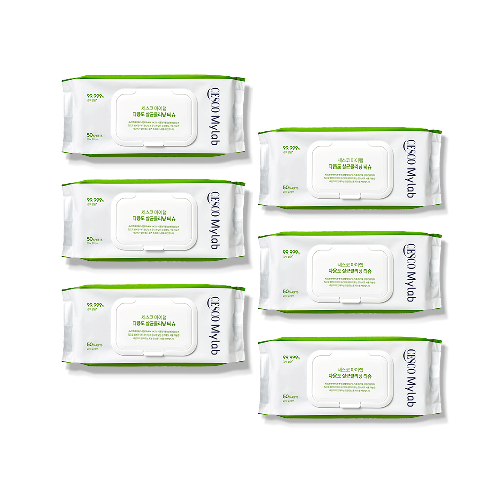 세스코 마이랩 다용도 살균 클리닝 티슈 50매, 6팩