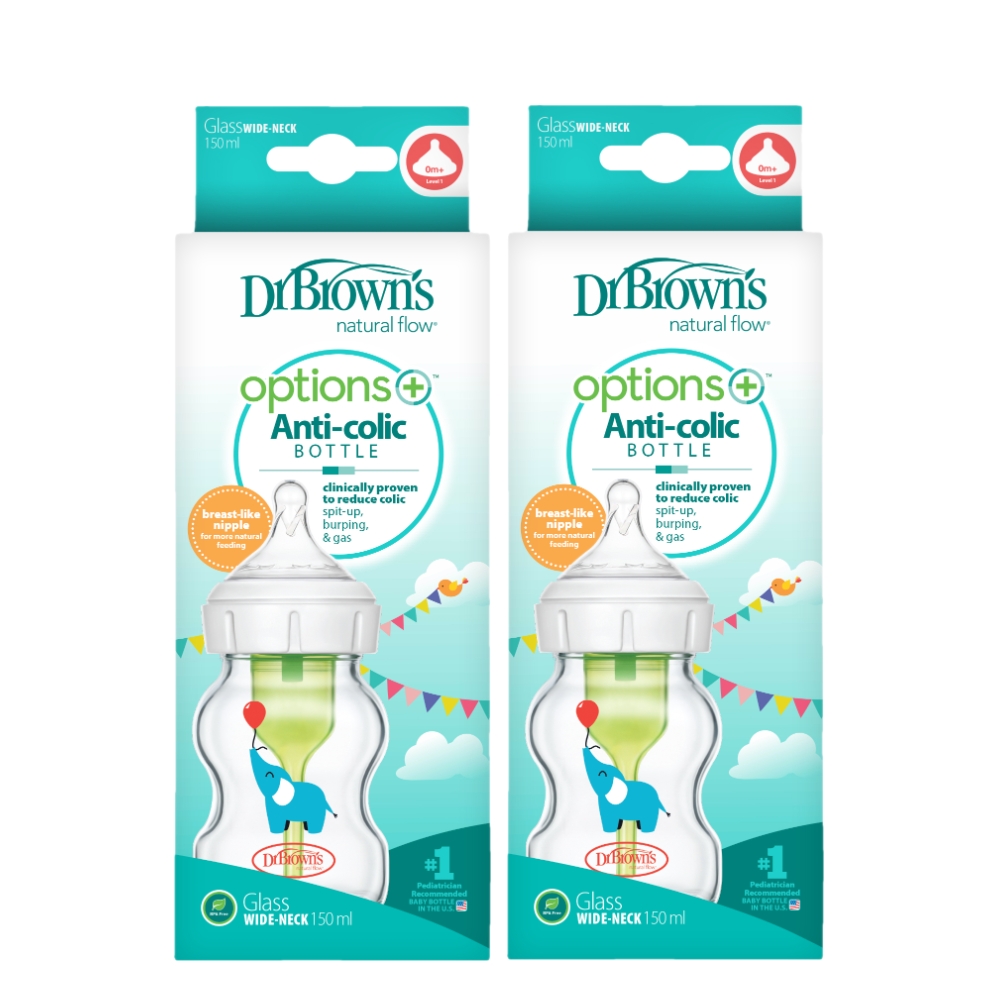 닥터브라운젖병 유리데코 150ml 2P+과즙망 선물 (1단계 꼭지, 와이드옵션스+) - 상세 이미지 3