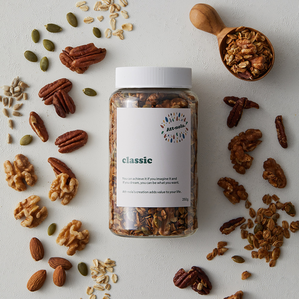 애트놀라 수제 그래놀라 저당 무설탕 그릭요거트토핑 클래식 뮤즐리 초코 250g