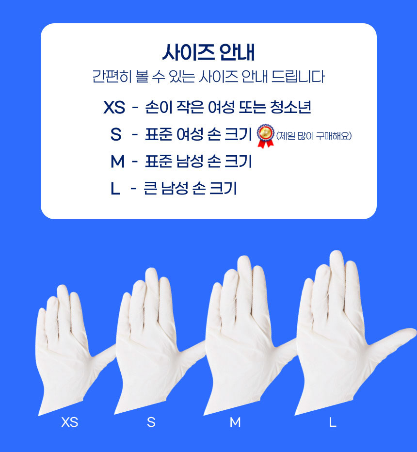 에코글러브 프리미엄 라텍스장갑 100매 파우더프리 4사이즈 XS S M L 요리 다용도활용
