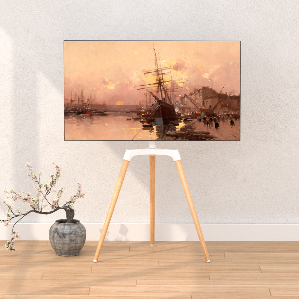 루나랩 TV 티비 거치대 스탠드 이동식 원목 이젤형 무타공 삼성 LG호환 대형 T01