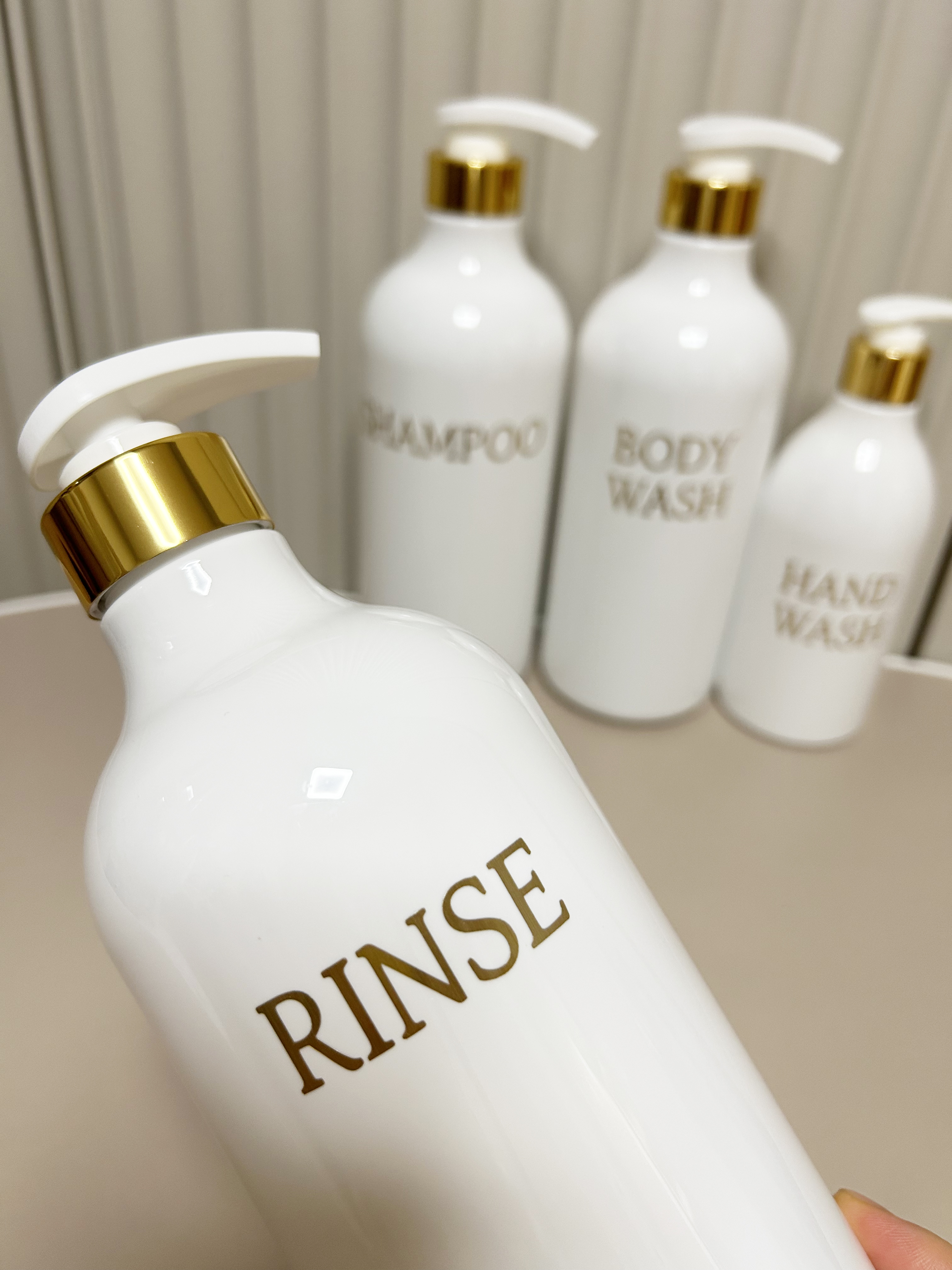 욕실디스펜서 샴푸통 바디샤워통 린스통 화이트 골드 500ml 1000ml - 상세 이미지 4