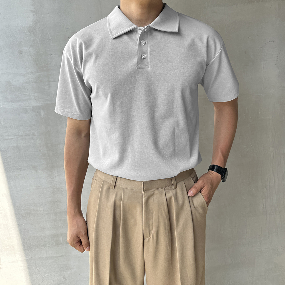 남자 냉감 사방스판 분또 카라 반팔 티셔츠 이미지 4