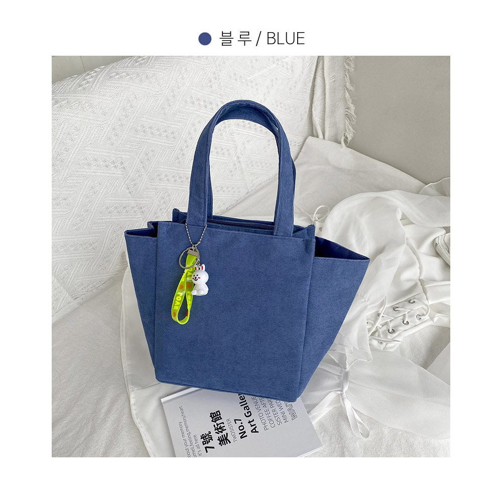 가벼운 골덴 미니 토트백 가벼운 손잡이 가방 엄마 나들이 외출 작은 코듀로이 손목가방 - 상세 이미지 2