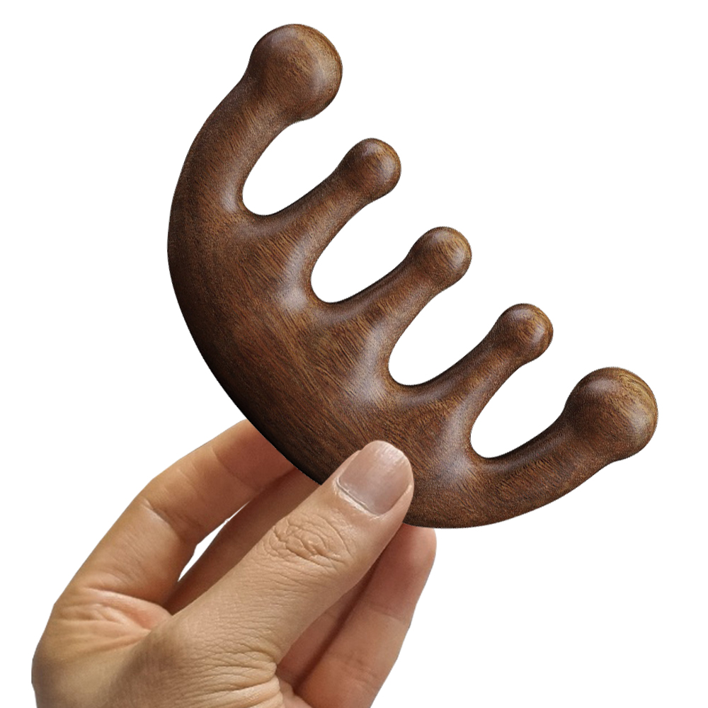 우드 지압 (원목 괄사 마사지기 B타입) 괄사빗 리프팅 마사지볼 두피 스틱 경락 안마기 - 상품 이미지