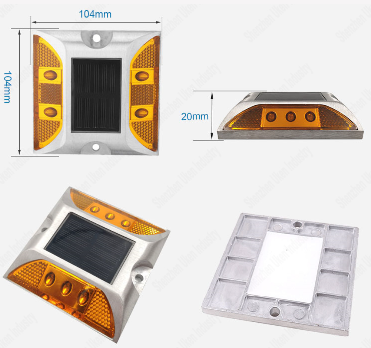 태양광 도로표지병 LED 쏠라 표지병 솔라 사각 주차장 바닥 유도등 이미지 3