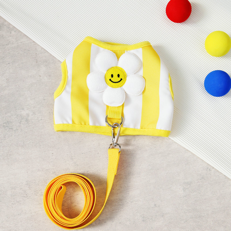 나마스펫 스마일 플라워 강아지 하네스 리드줄 세트 가슴줄 애견 반려견 소형견 중형견