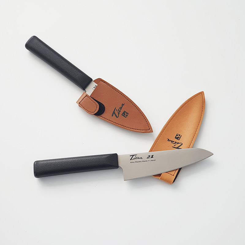 [포에버] 일본 티타늄 칼 캠핑 과도 13cm (가죽 커버) - 상세 이미지 5
