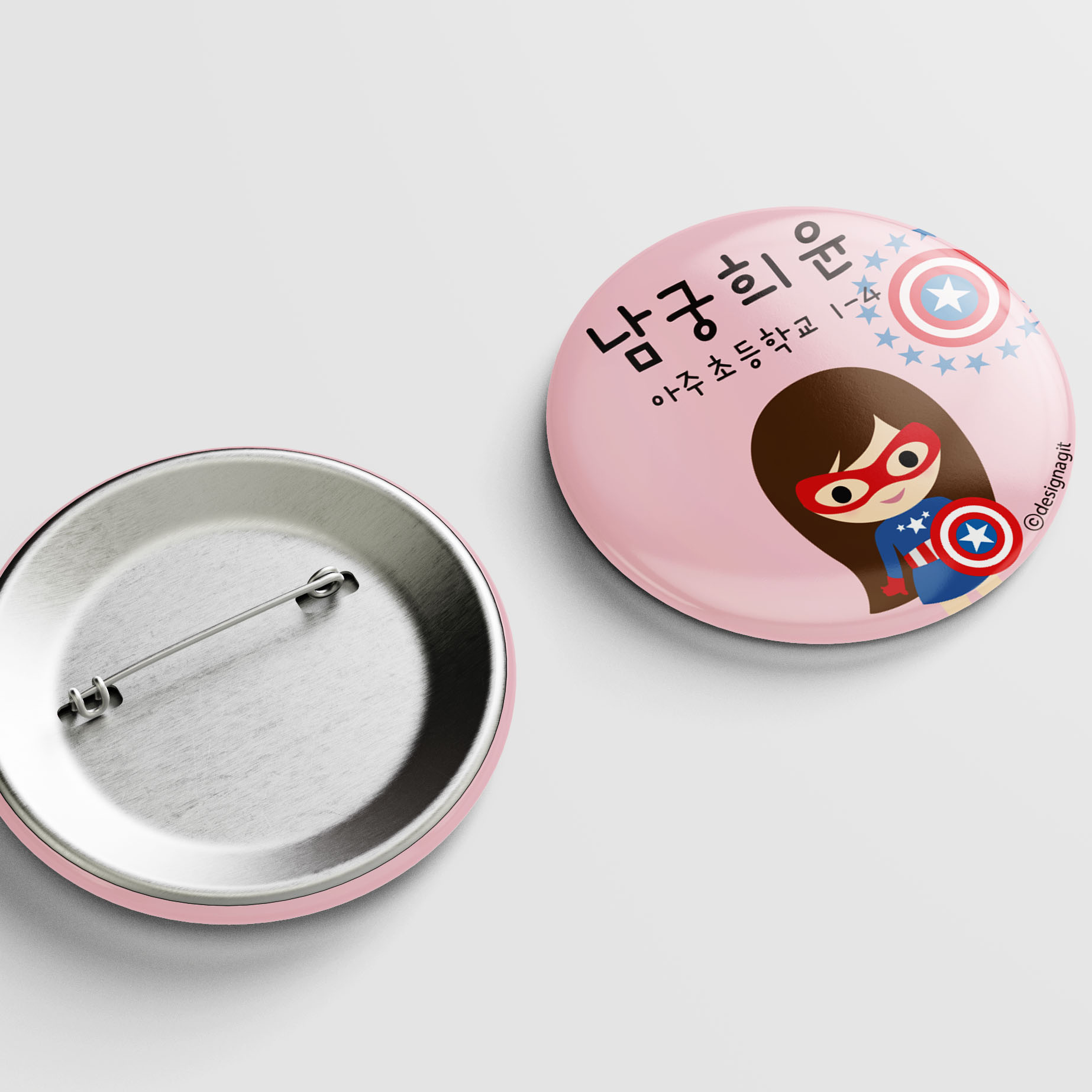 [주문제작]캐릭터버튼 히어로 1 33mm 한글1 - 상품 이미지