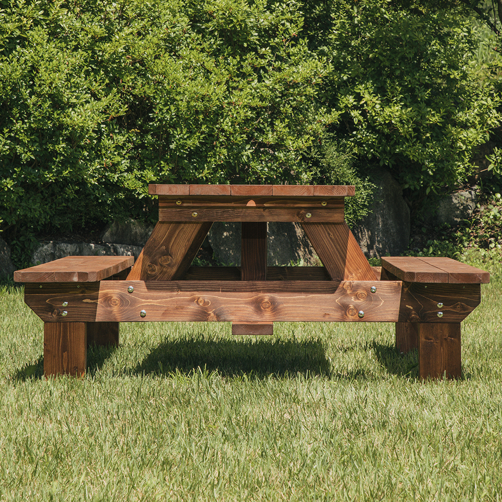 [100% 통원목] 야외테이블세트 정원카페 야외용 편의점테라스 테이블 자유형4인월넛