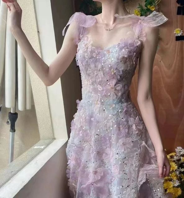 플라워 꽃 민소매 결혼식2부 약혼 파티 연주회 피로연 스냅촬영 셀프웨딩드레스 이미지