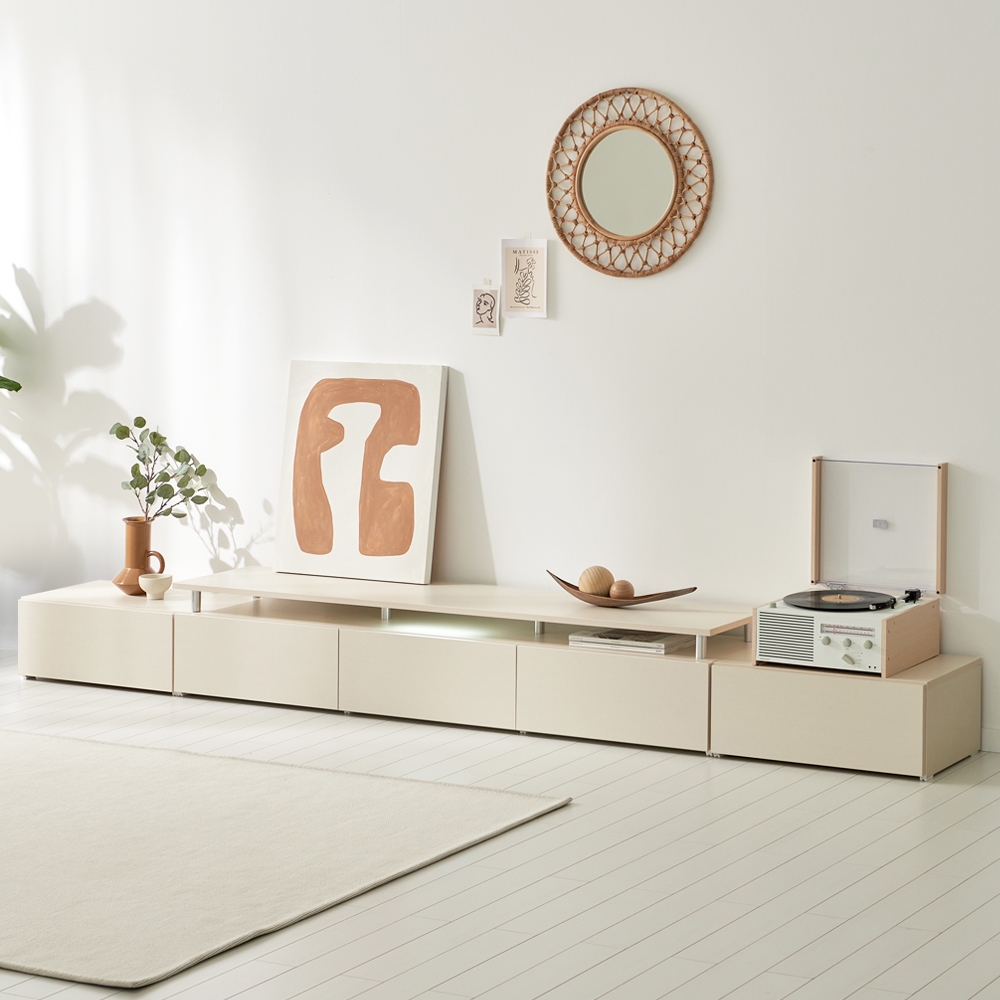 마인 거실장 낮은 티비다이 tv장 장식장 1800, 크림화이트