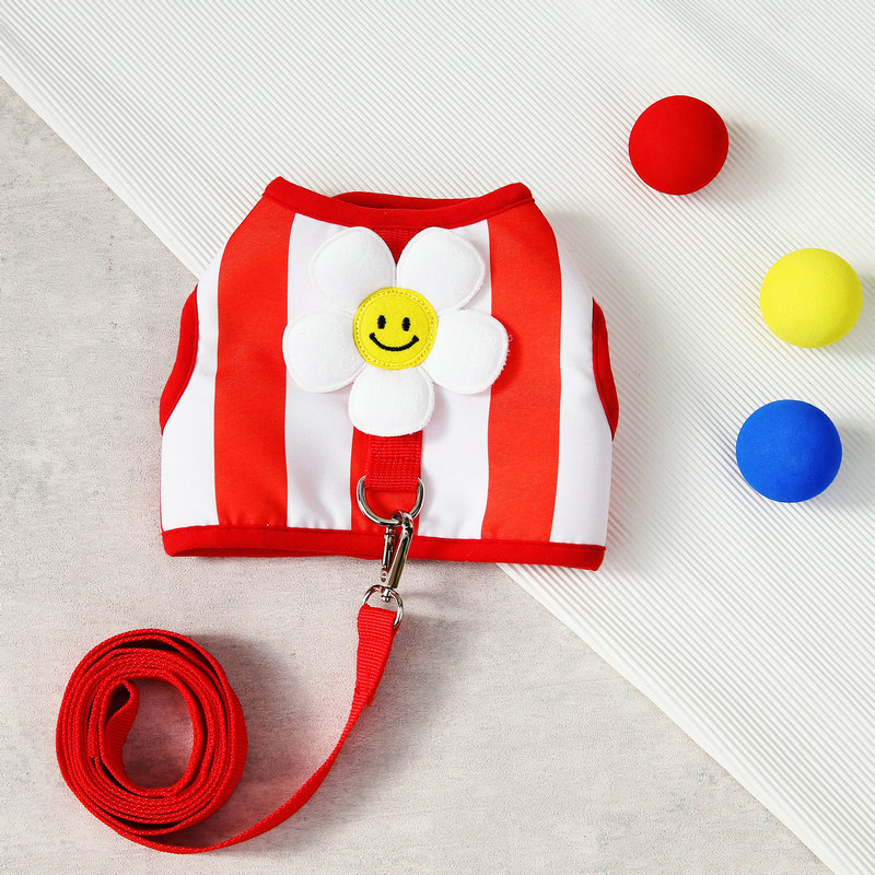 나마스펫 스마일 플라워 강아지 하네스 리드줄 세트 가슴줄 애견 반려견 소형견 중형견