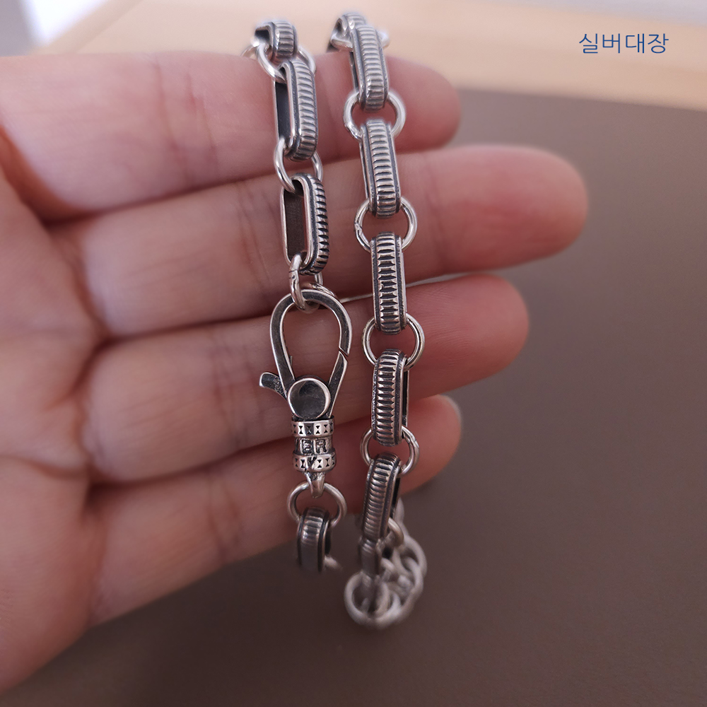 5.5mm 실버 925 빈티지 엔틱 커플 남성 여자 패션 데일리 레이어드 체인 은 팔찌 - 상세 이미지 3
