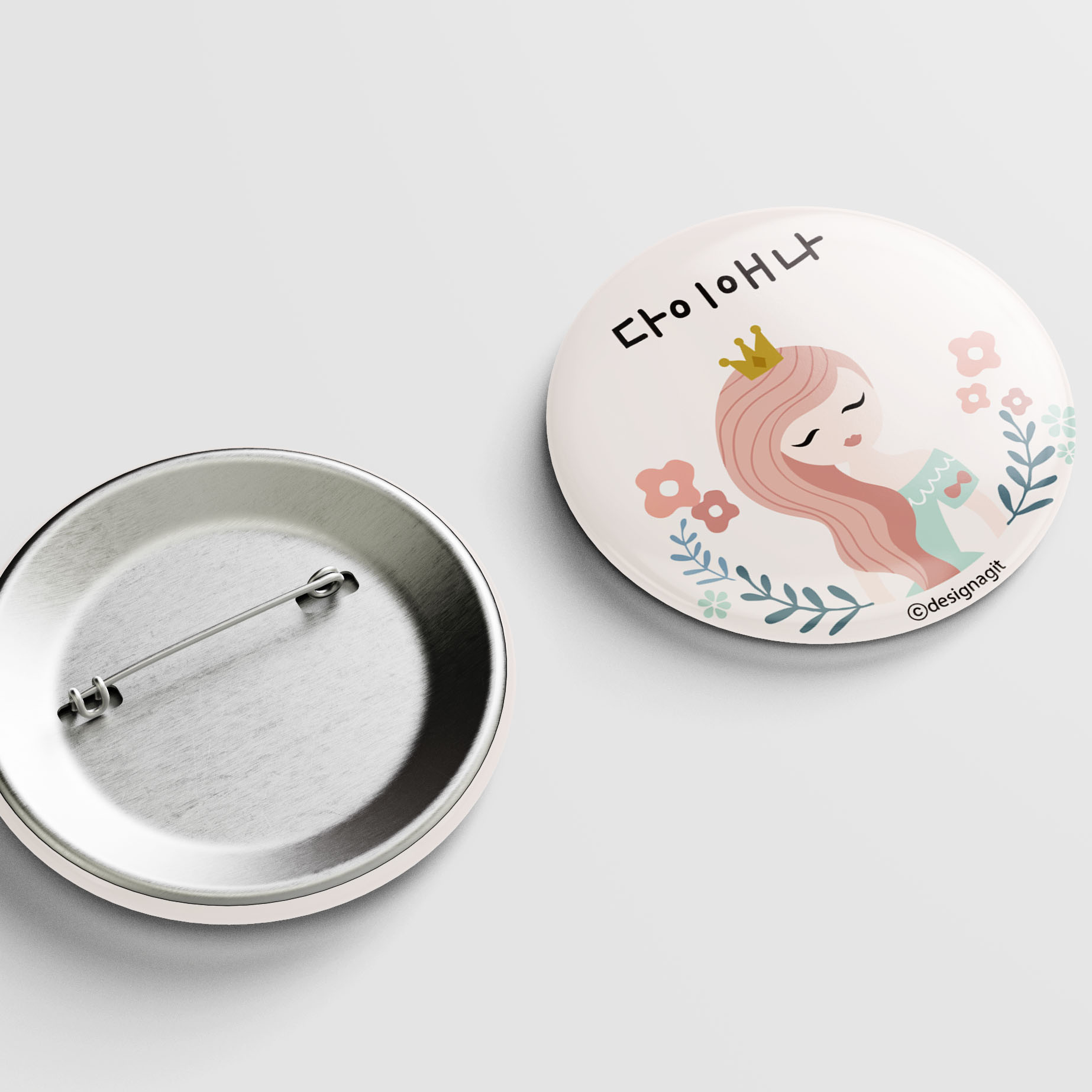 [주문제작]캐릭터버튼 다이애나 1 33mm 한글1 - 상품 이미지