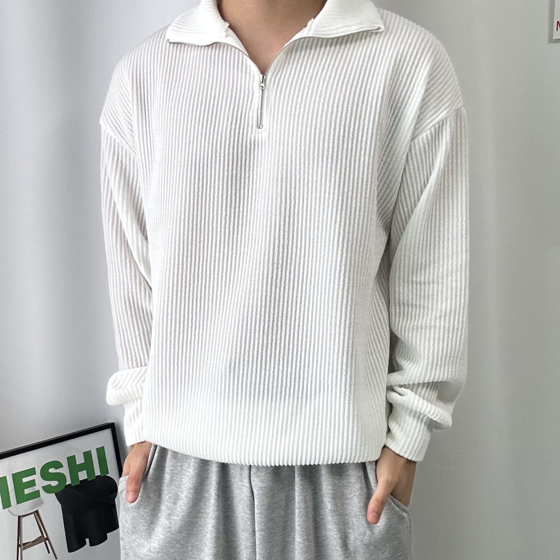 반집업니트 남자반집업니트 하프집업 이미지 3