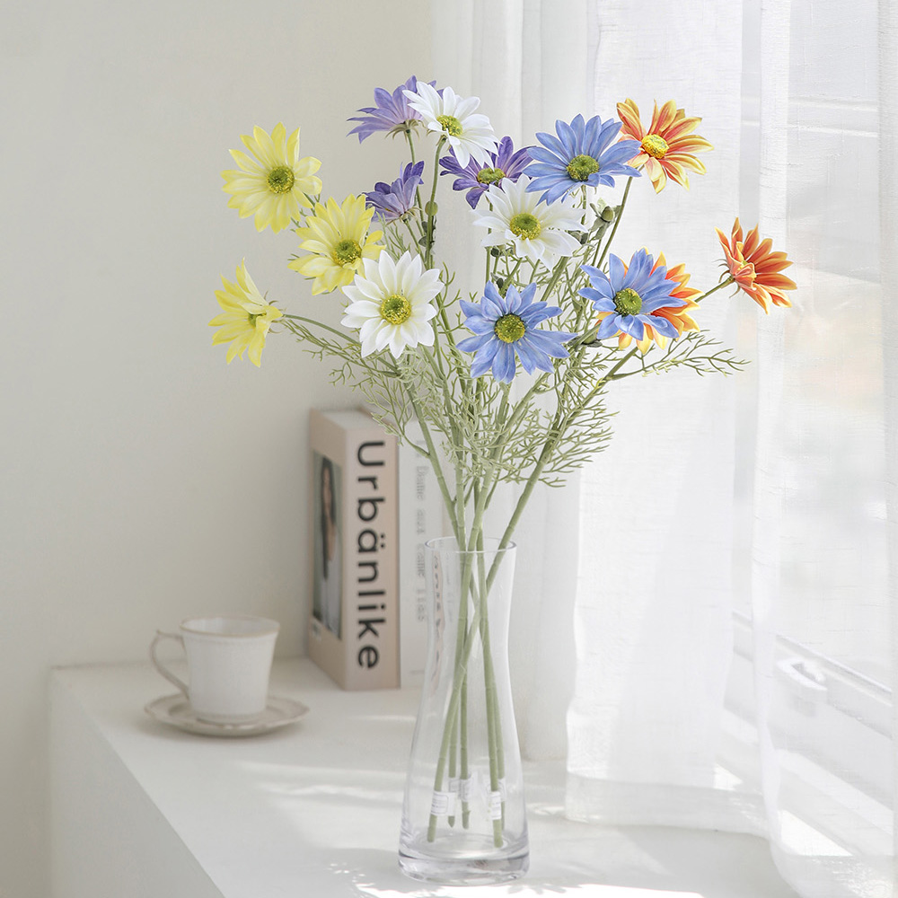 카모마일 수입 생화같은 국화 꽃 실크 조화 화이트 이미지 3