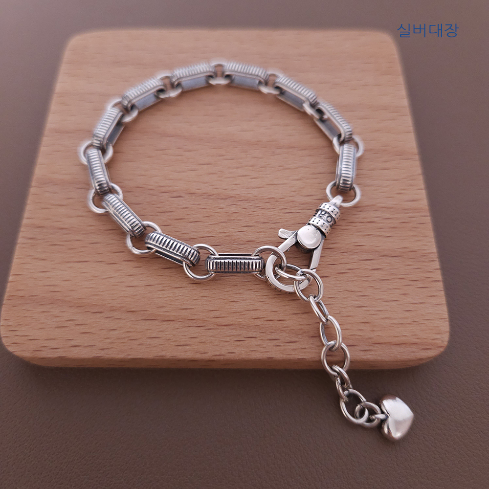 5.5mm 실버 925 빈티지 엔틱 커플 남성 여자 패션 데일리 레이어드 체인 은 팔찌 - 상세 이미지 2